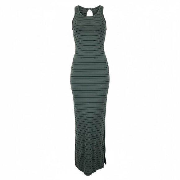 EXPRESS Olive Green and Black Striped Keyhole Maxi Dress with Slits - XS - Picture 3 of 6